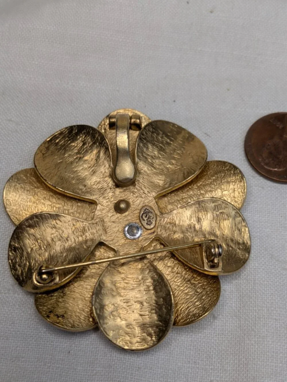 Premier Designs Gold‑Tone Flower Brooch & Magnetic Enhancer